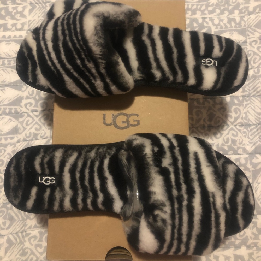 UGG Cozette Zebra Slides Suze 10 NEVER WORN